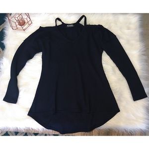 Navy Blue Cold Shoulder Tunic